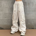 Mall Goth White Cargo Pants Gothic Harajuku Hippie Chain Punk Loose Trouser Baggy Oversize Korean Style