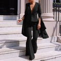 V-neck Office Flare Pants Suits