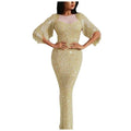 V-neck Long-sleeved Tassel Dinner Dress Bag Hip Dress Dress Long Dresses Evening