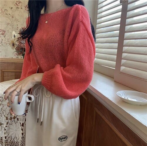 Dressbetty - Knitted Sweaters Woman Colorblock Pull Femme Long Sleeve Crop Top Sweater Winter Clothes Korean