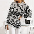 Dressbetty - Autumnwinter Printed Sweater O-neck Snowflake Christmas Top Christmas Pullover Knitted Top Shirt