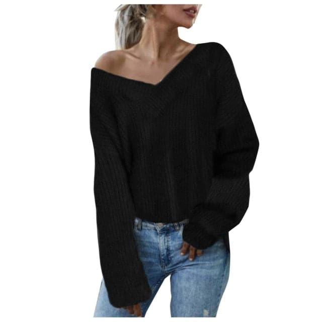 Dressbetty - Knitted Sweater Sweater Long Sleeve Knitted Jersey Loose Waist Thermal Sweater Thick Knitted Sweatshirt