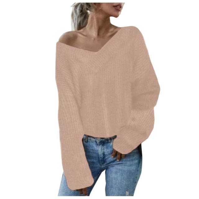Dressbetty - Knitted Sweater Sweater Long Sleeve Knitted Jersey Loose Waist Thermal Sweater Thick Knitted Sweatshirt