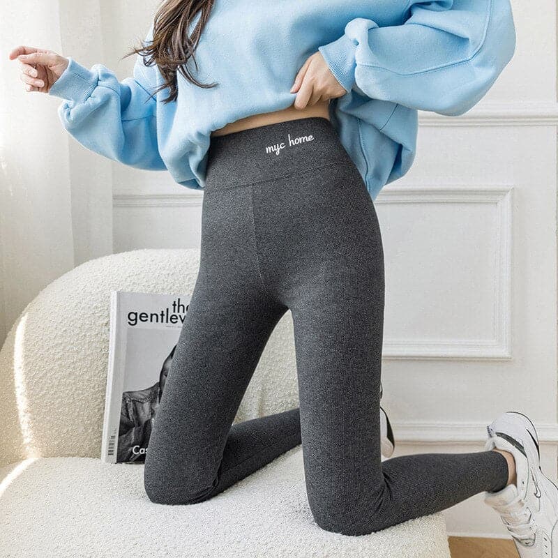 Plush Thickened Outer Wear High Waist Small Leg Pants