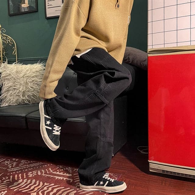 Loose Straight Jeans Asthetic New Man Jeans Pants for Boy Baggy Hip Hop Jeans Neutral Denim Trousers