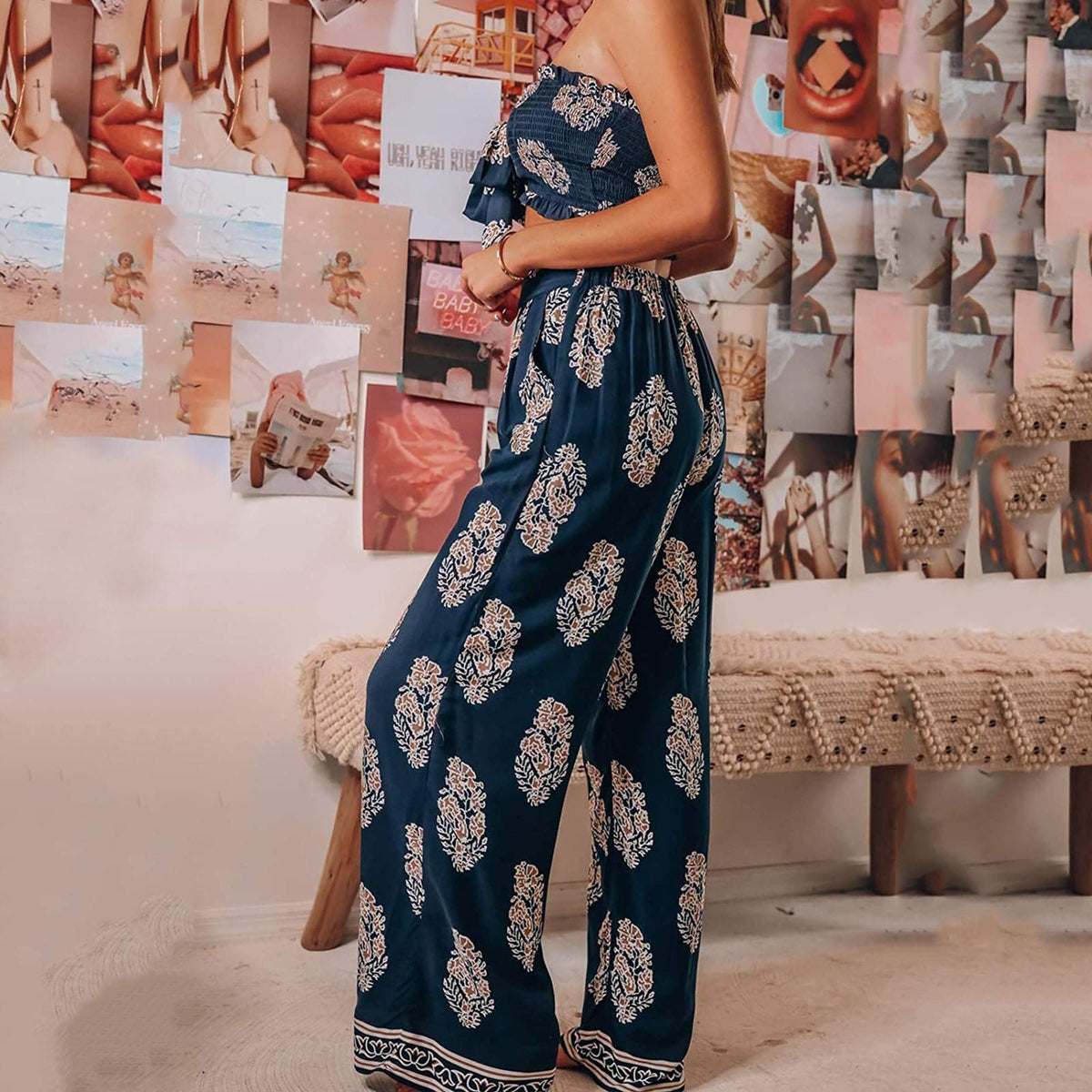 Camis Crop Tops Long Pants 2 Piece Set