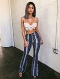 Street Hippie Print Long Pants Flared Wide Legs Summer Bell Bottom Trousers S-xl