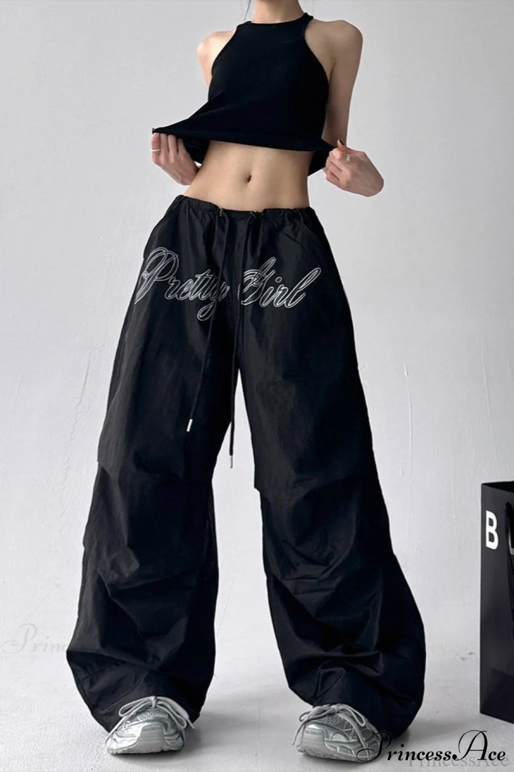 Quick-dry Lightweight Loose Wide-leg Drawstring Pants