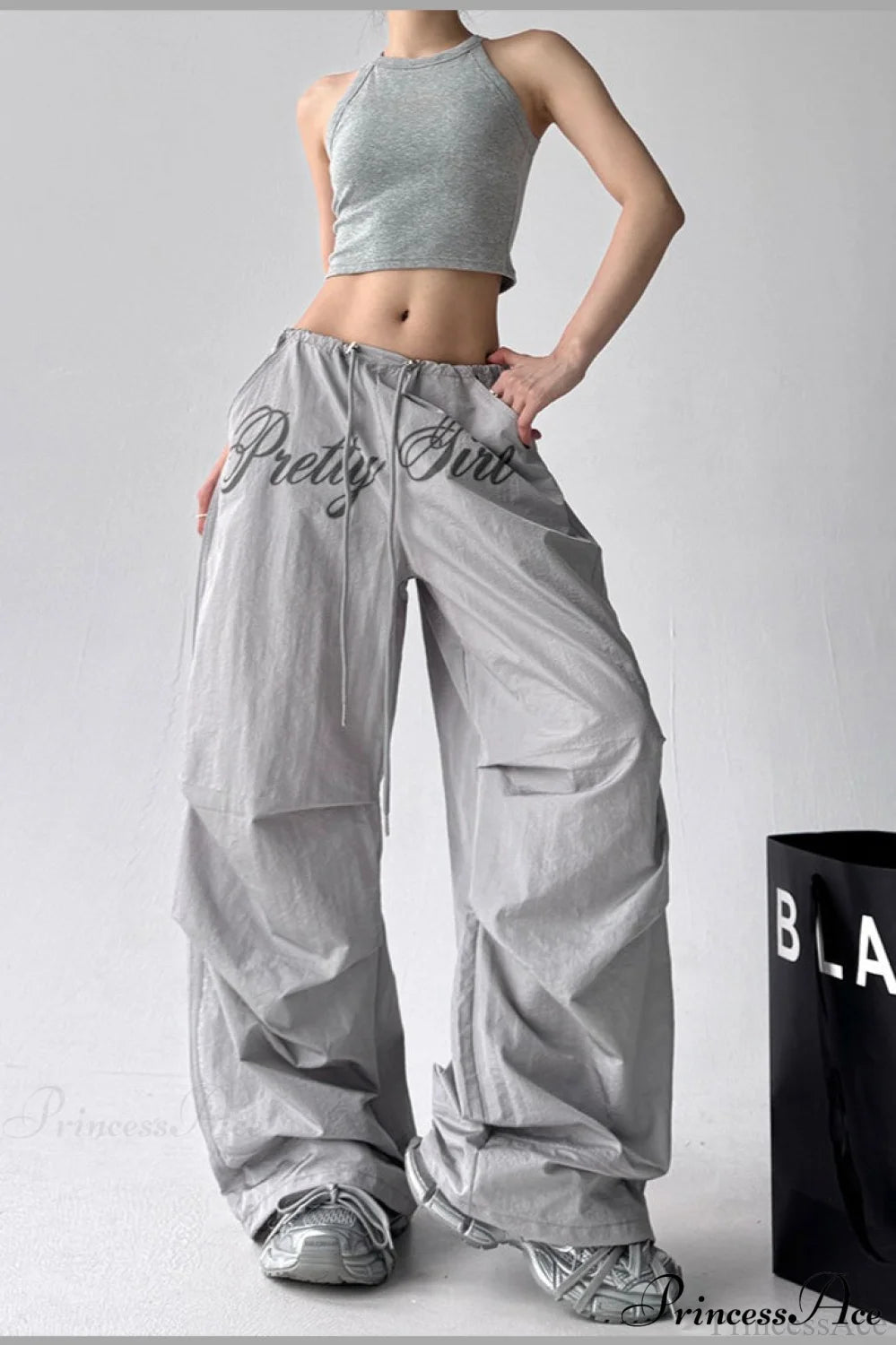Quick-dry Lightweight Loose Wide-leg Drawstring Pants