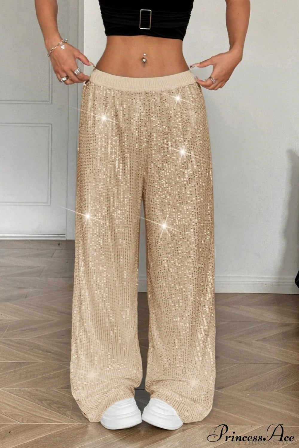 Sequin High Waist Flowy Wide-leg Pants