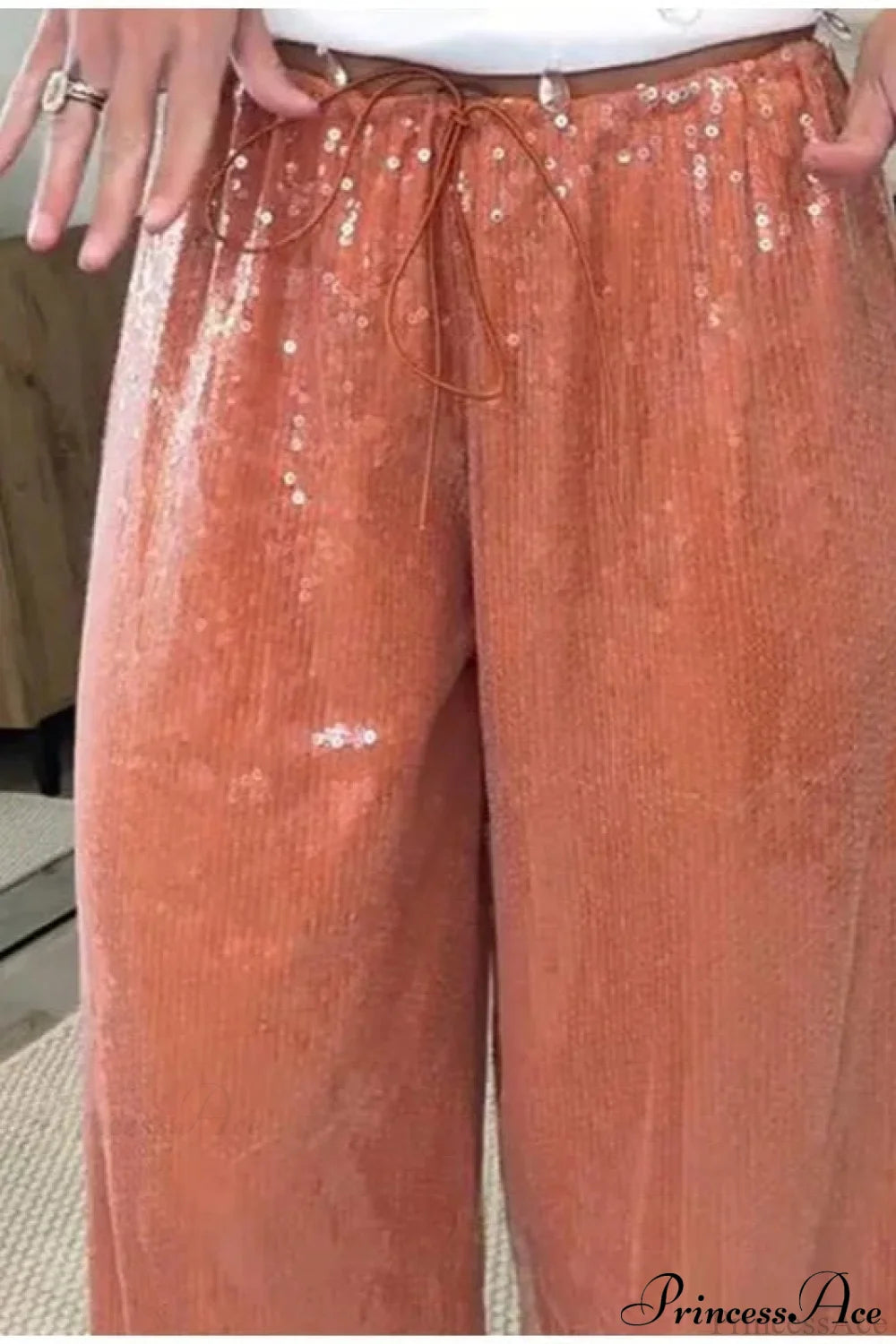 Sequin Loose Wide-leg Pants