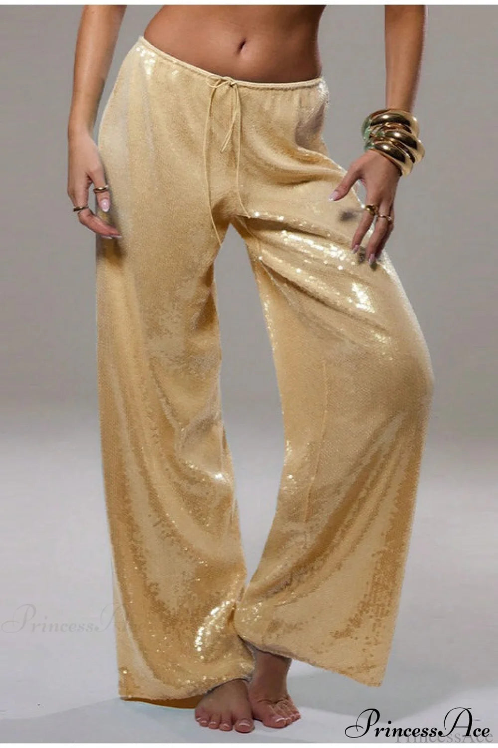 Sequin Loose Wide-leg Pants