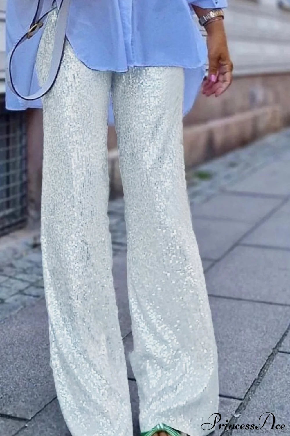 Sequin Slim-fit Straight Pants