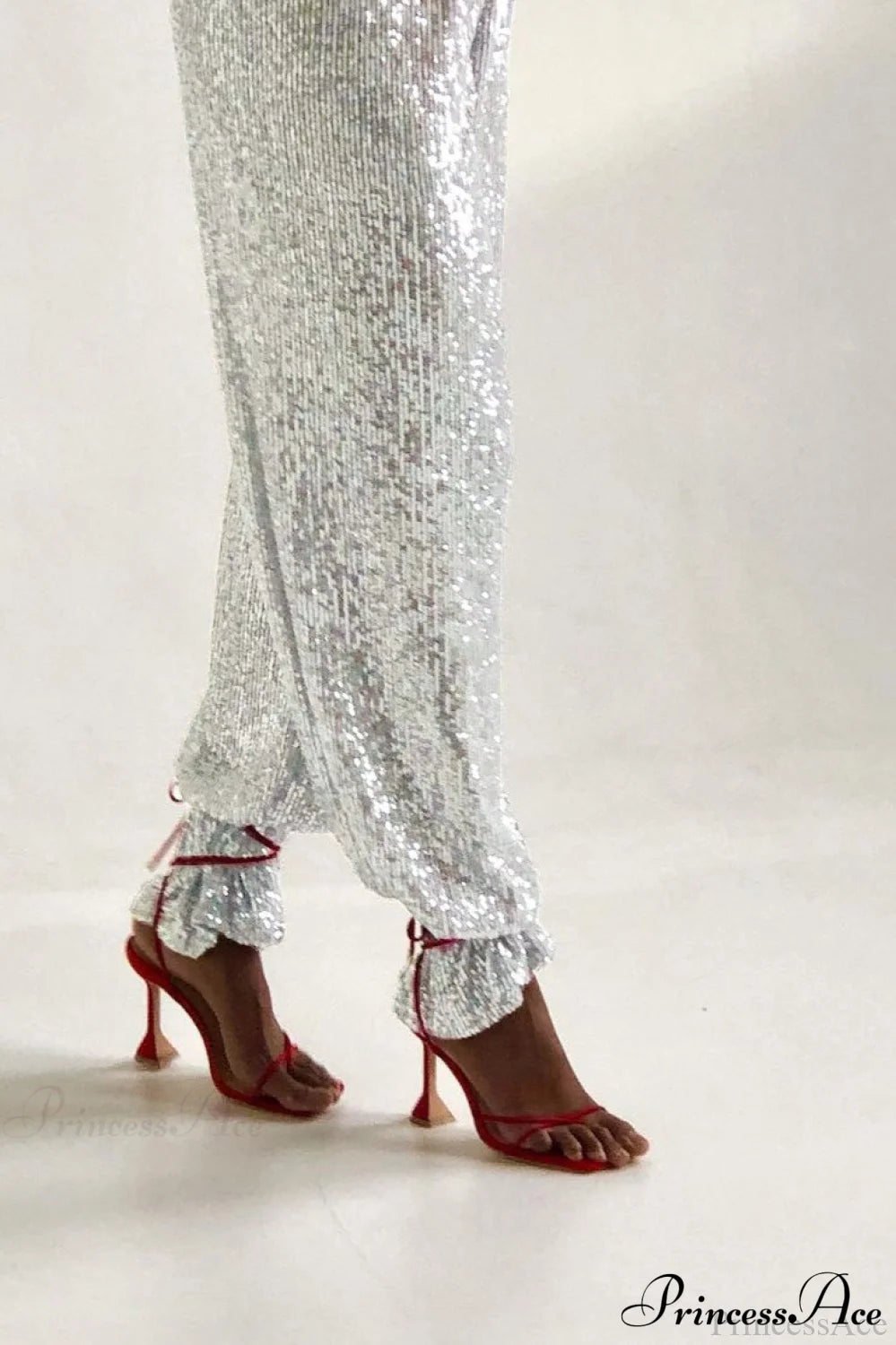 Sequin Slim-fit Straight Pants