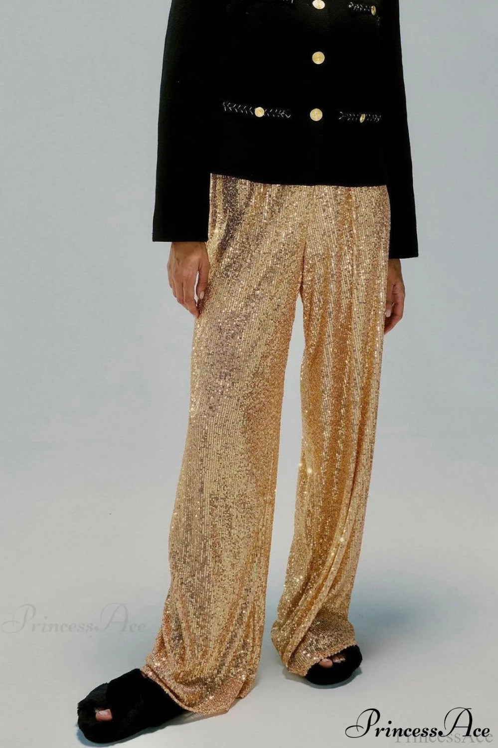 Sequin Slim-fit Straight Pants