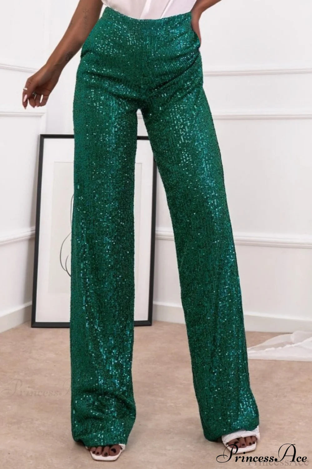 Sequin Slim-fit Straight Pants