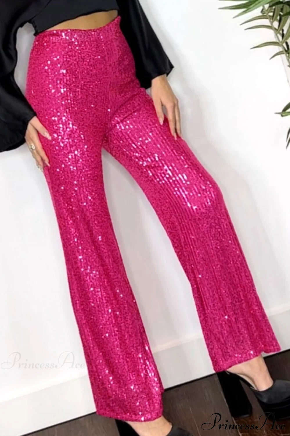 Sequin Slim-fit Straight Pants