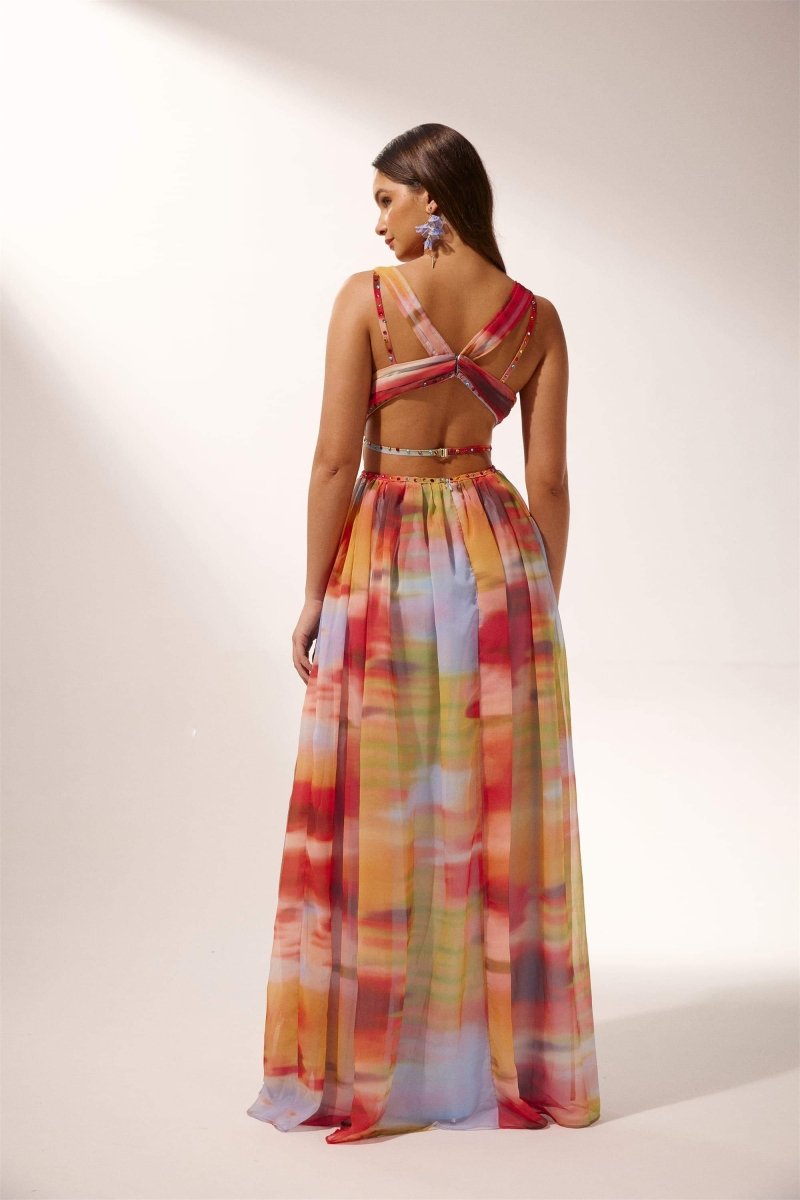 Sheila Printed High Slit Maxi Dress