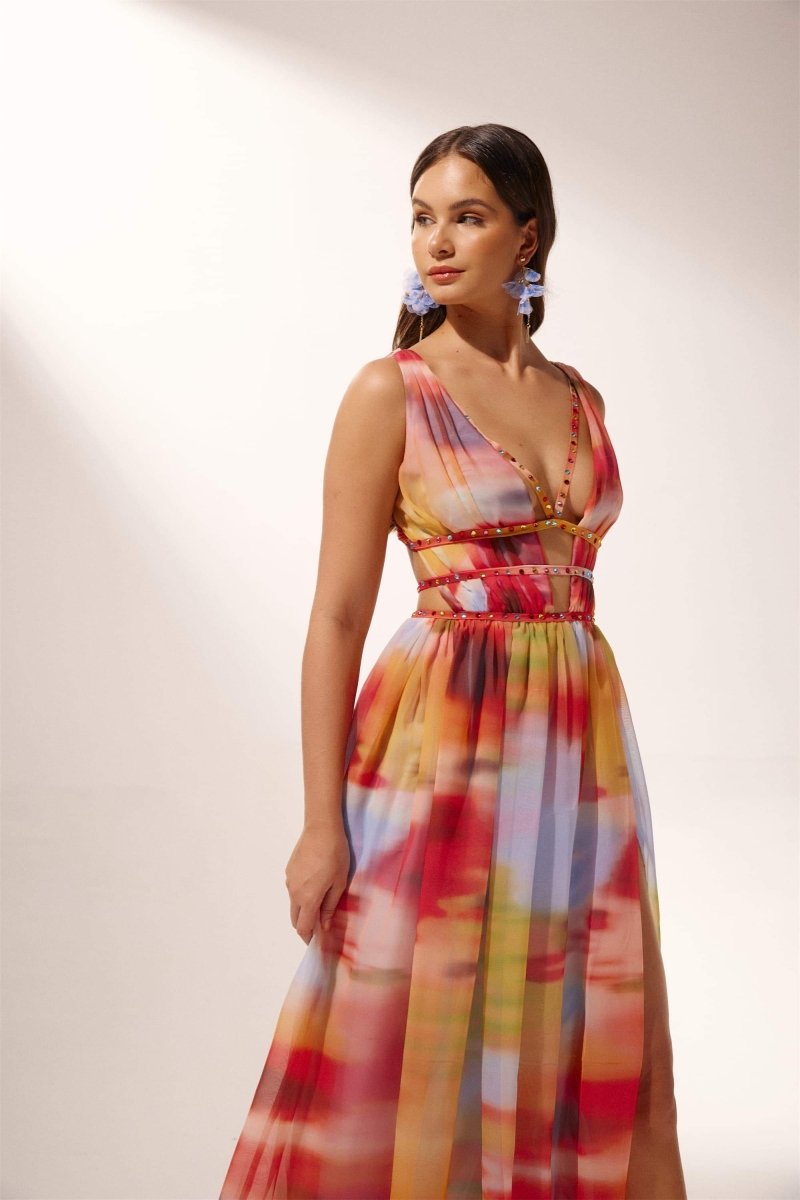 Sheila Printed High Slit Maxi Dress