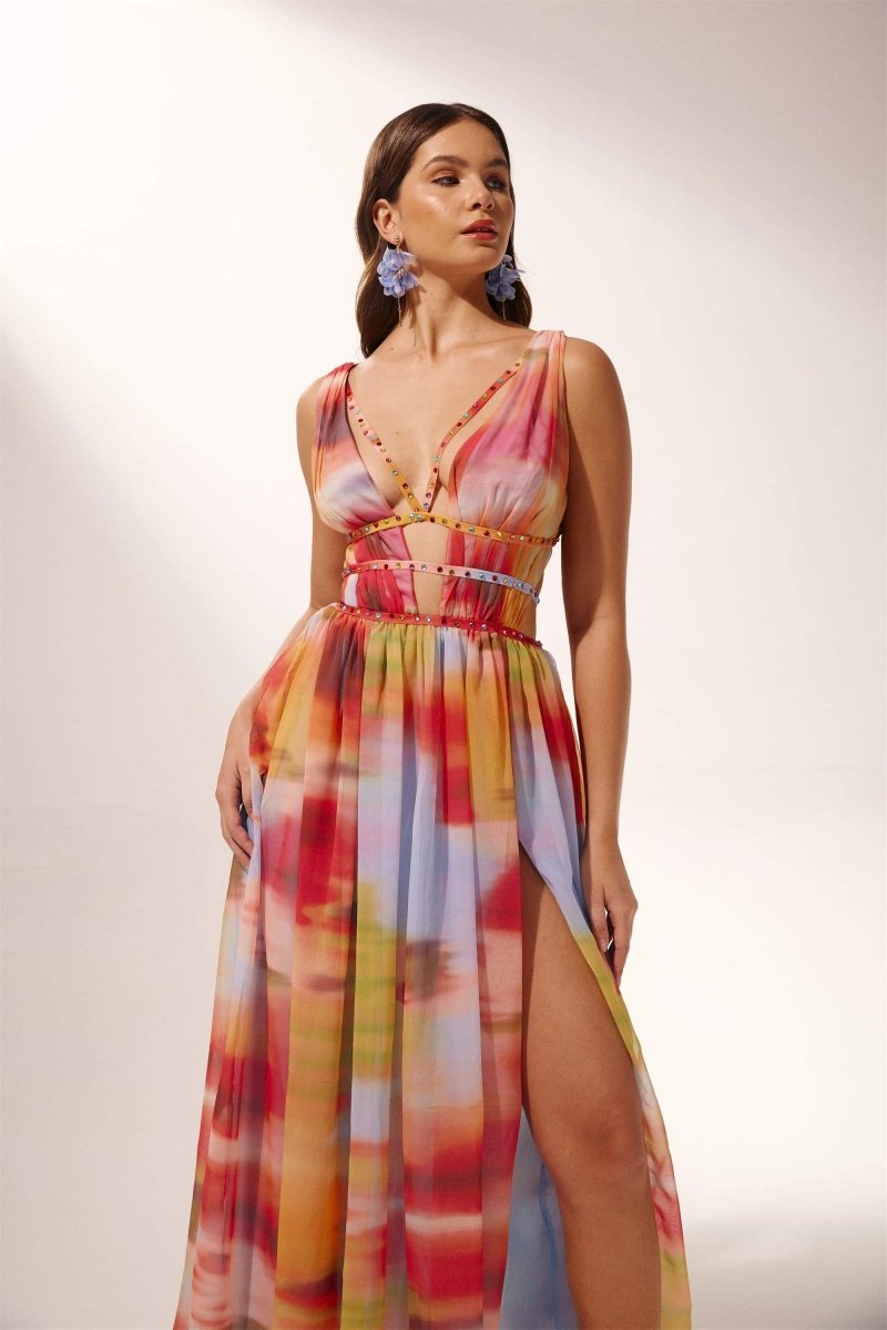Sheila Printed High Slit Maxi Dress