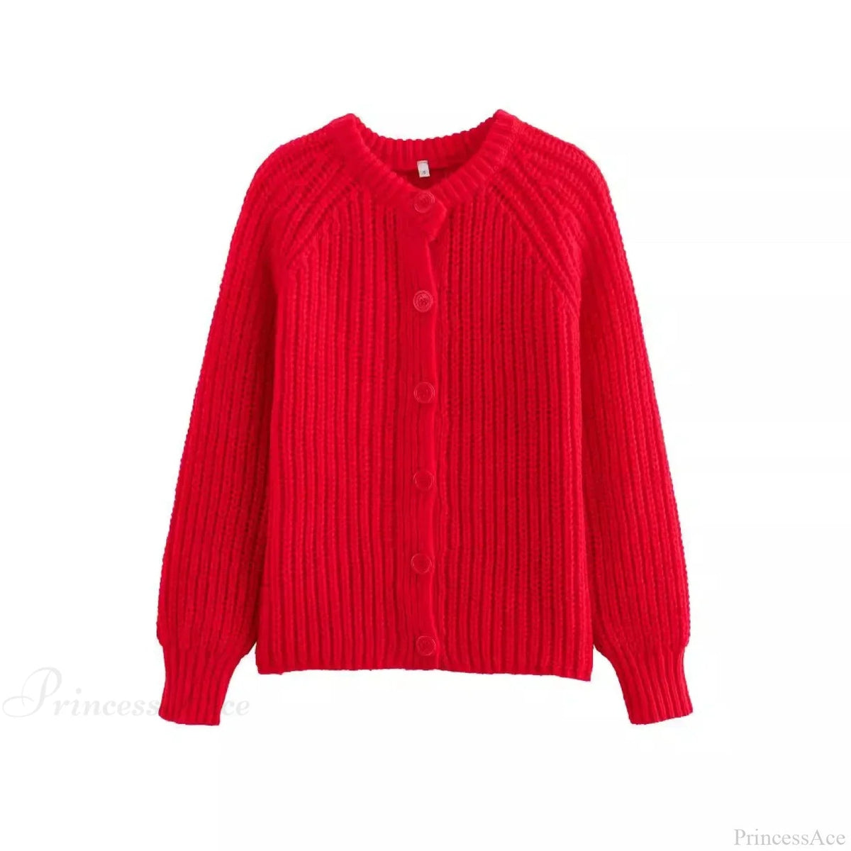Short Cardigan With Round Neck Long Sleeve Fashionable Red Christmas Sweater