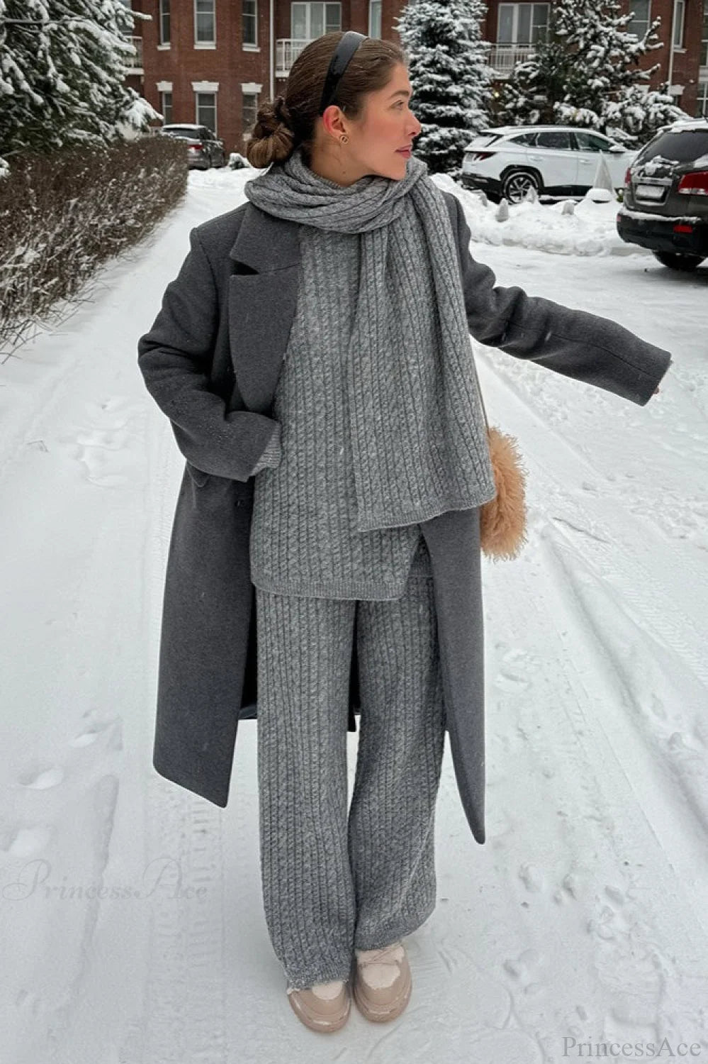 Soft Cable Knit Sweater Pants Two Piece Set