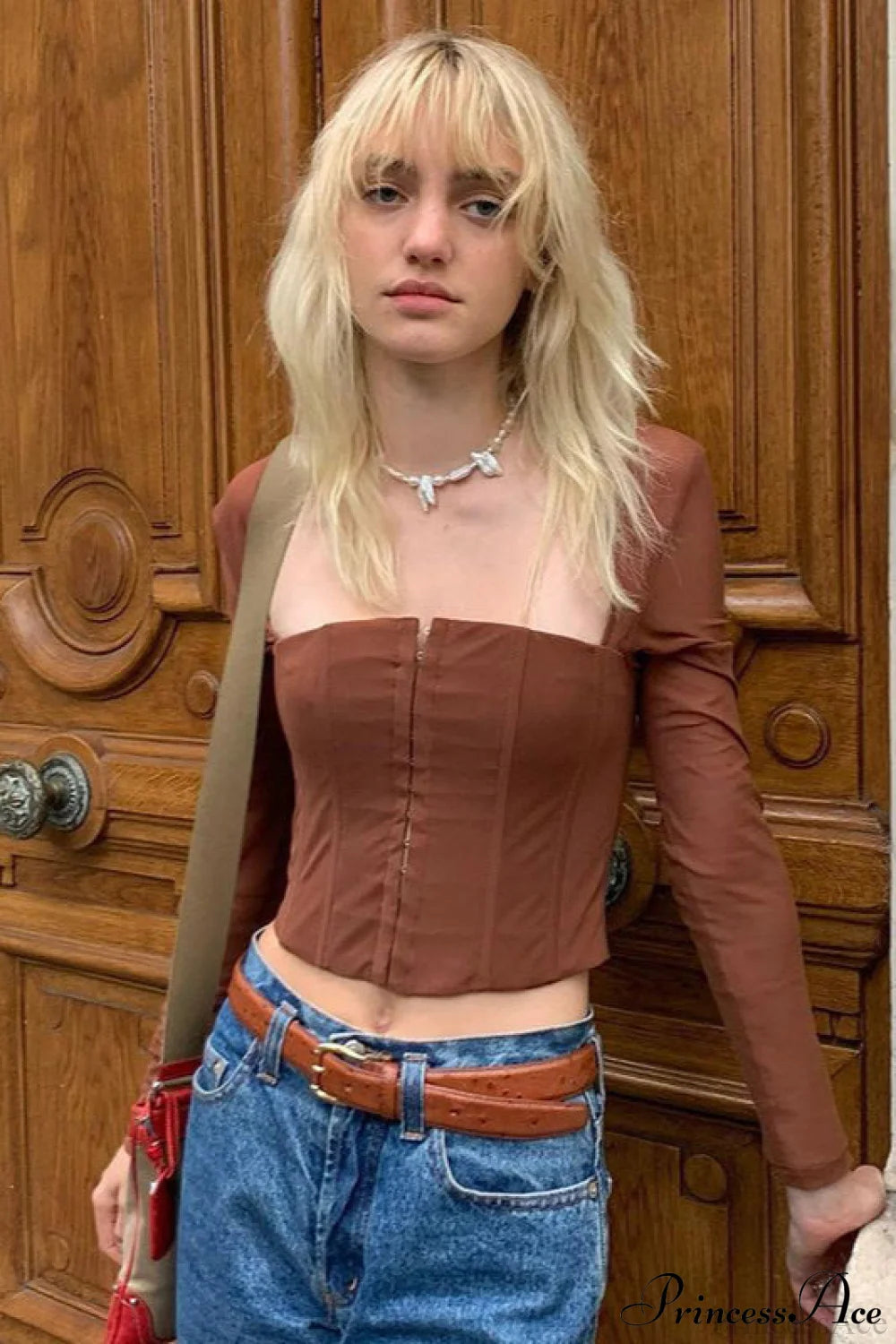 Cardigan Hook Waist Tulle Long Sleeve Crop Top