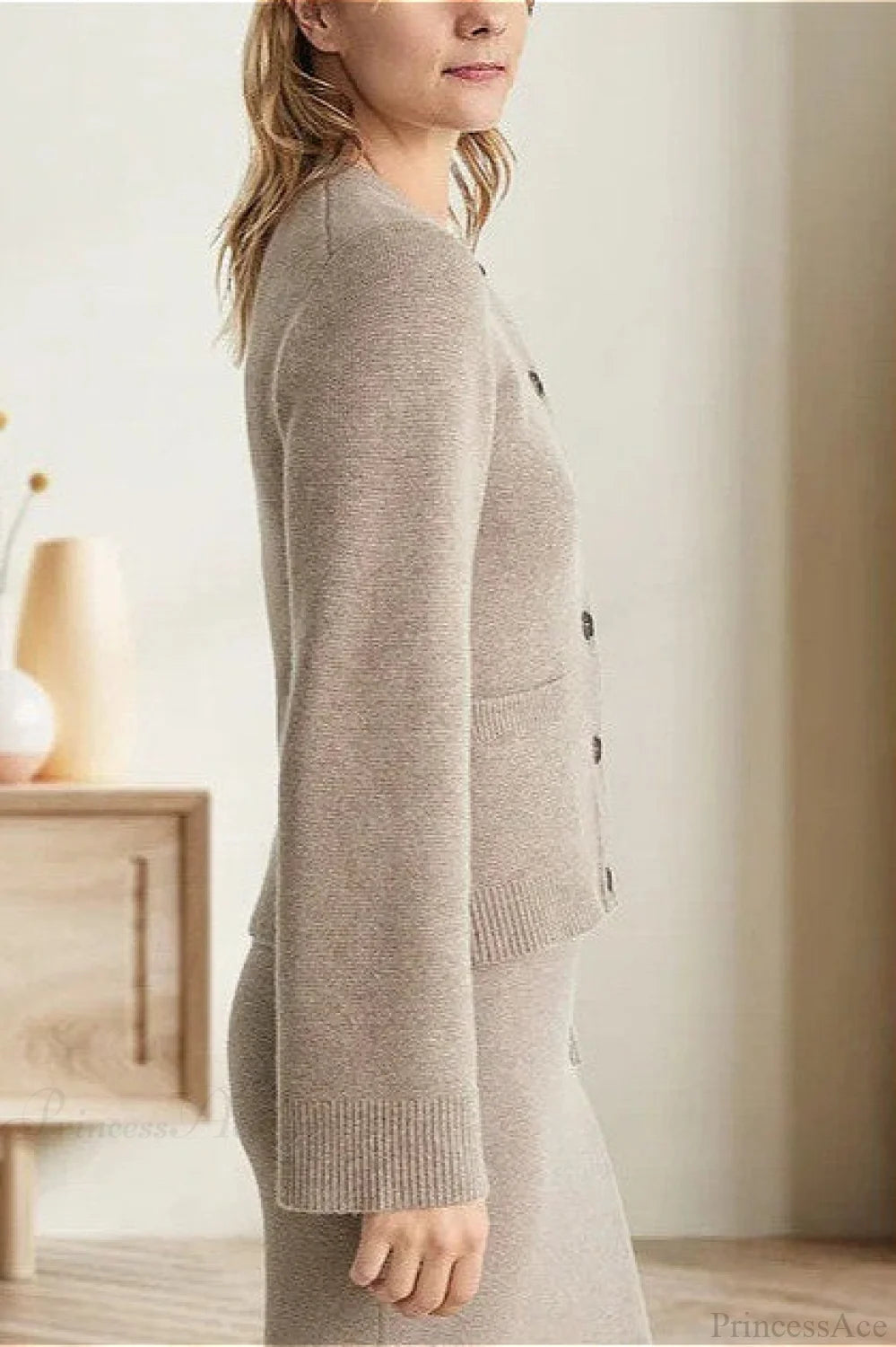 Cinched Waist Minimal Cardigan Sweater