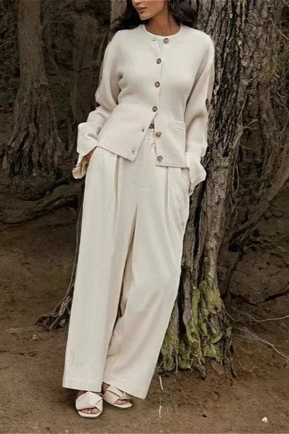 Cinched Waist Minimal Cardigan Sweater
