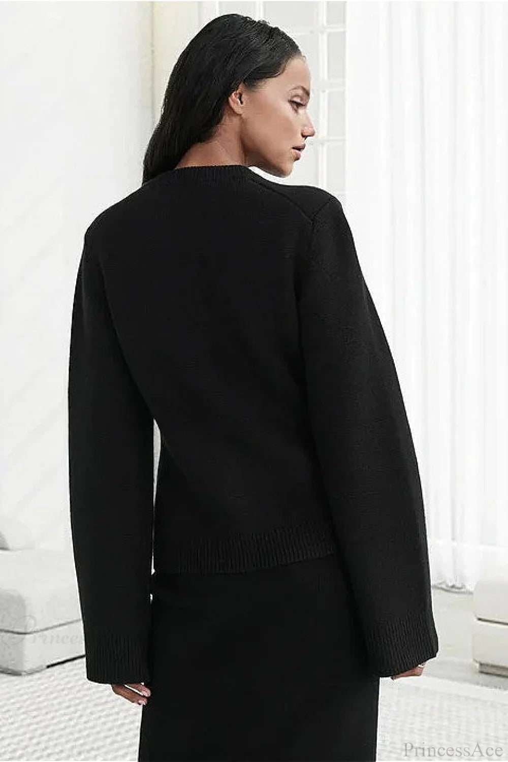 Cinched Waist Minimal Cardigan Sweater