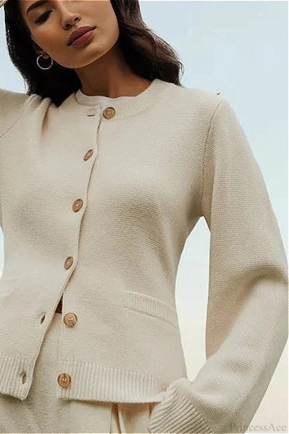 Cinched Waist Minimal Cardigan Sweater