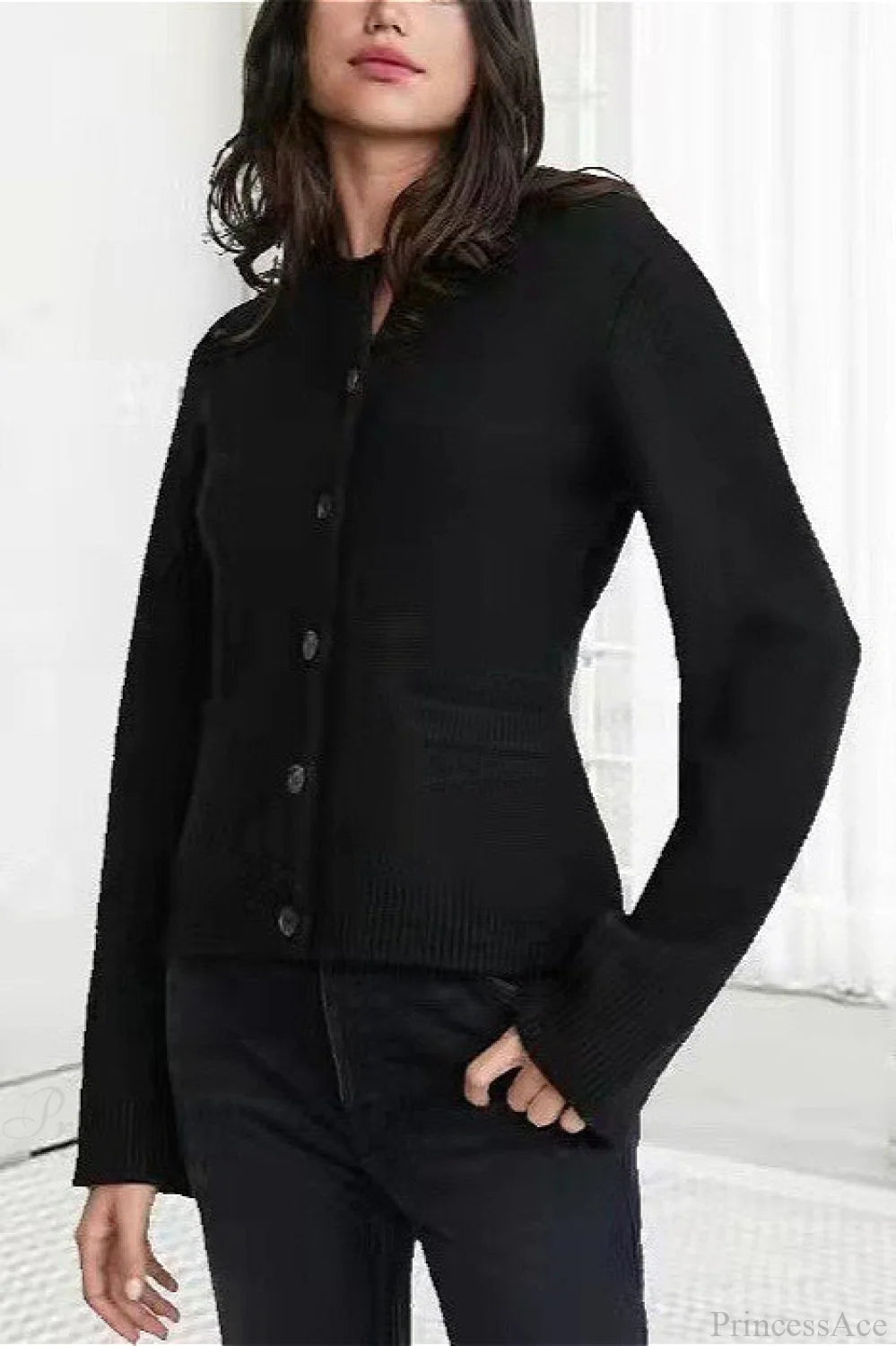 Cinched Waist Minimal Cardigan Sweater