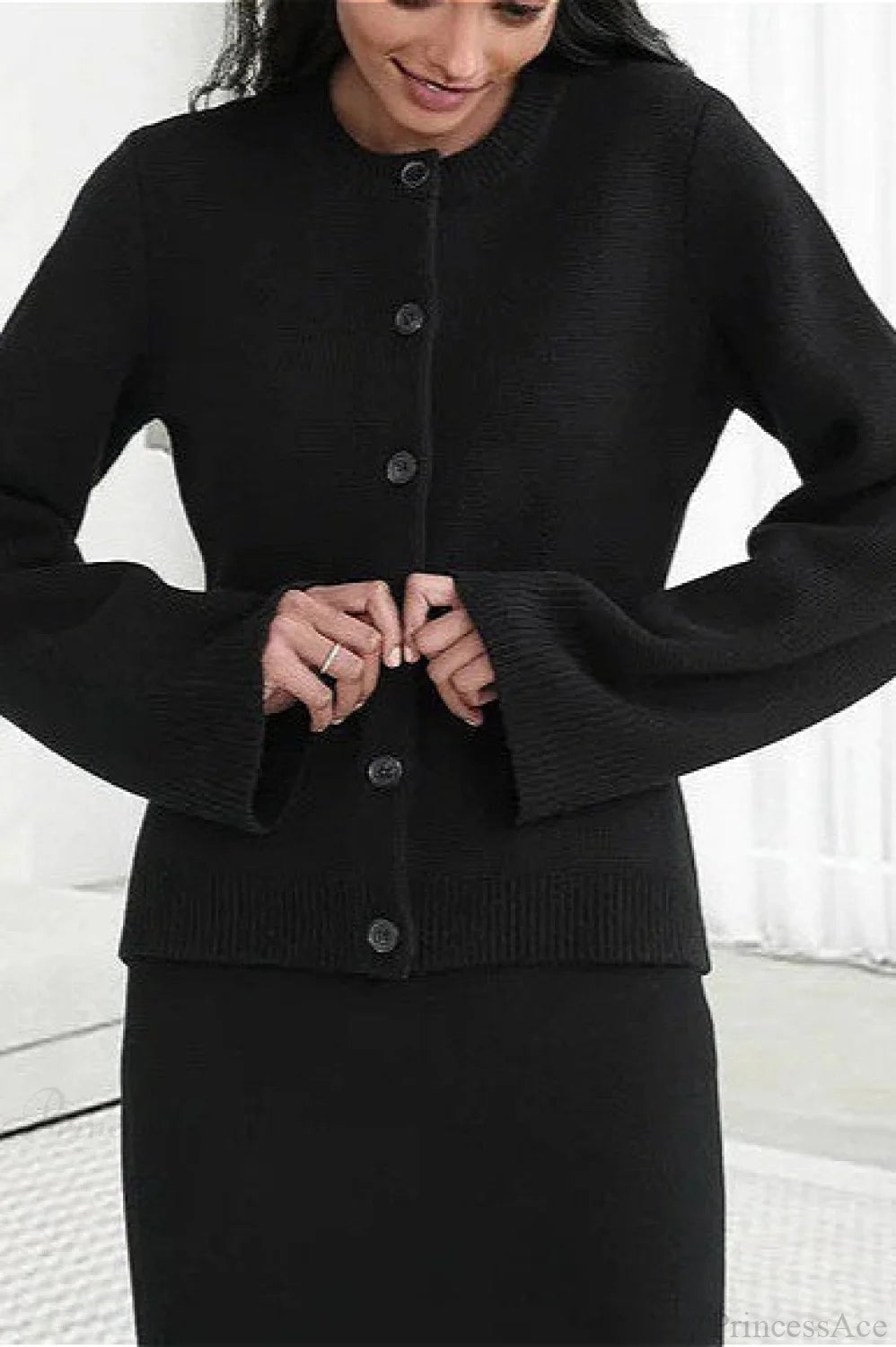 Cinched Waist Minimal Cardigan Sweater