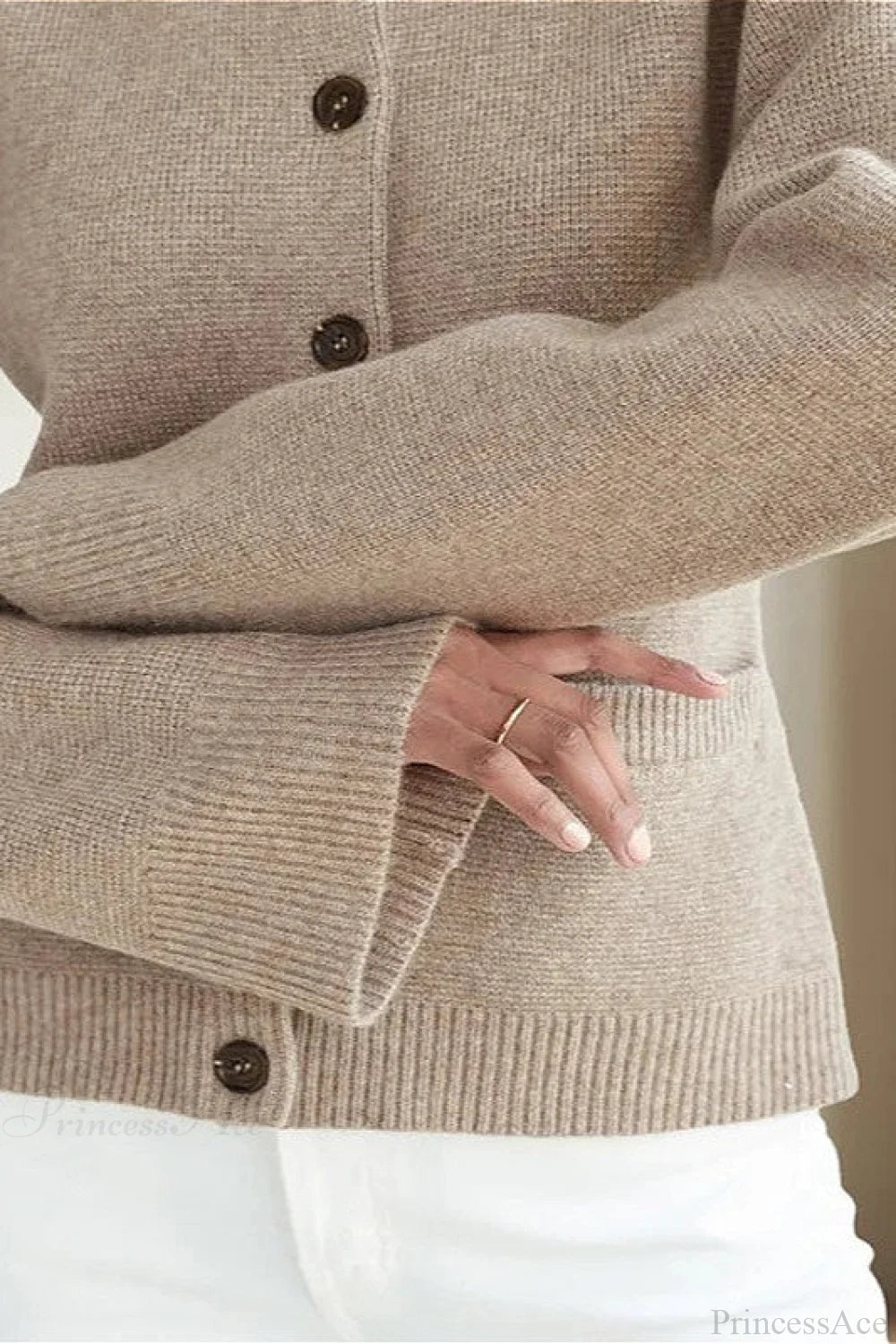 Cinched Waist Minimal Cardigan Sweater