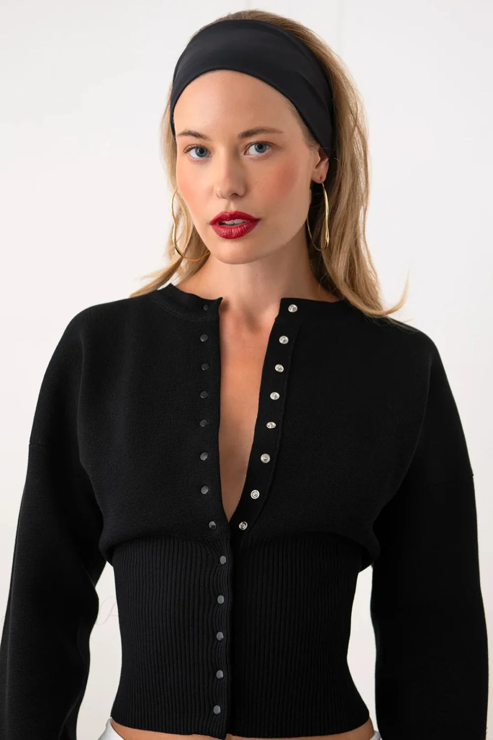 Color Button Long Sleeve Slim Cardigan Sweater