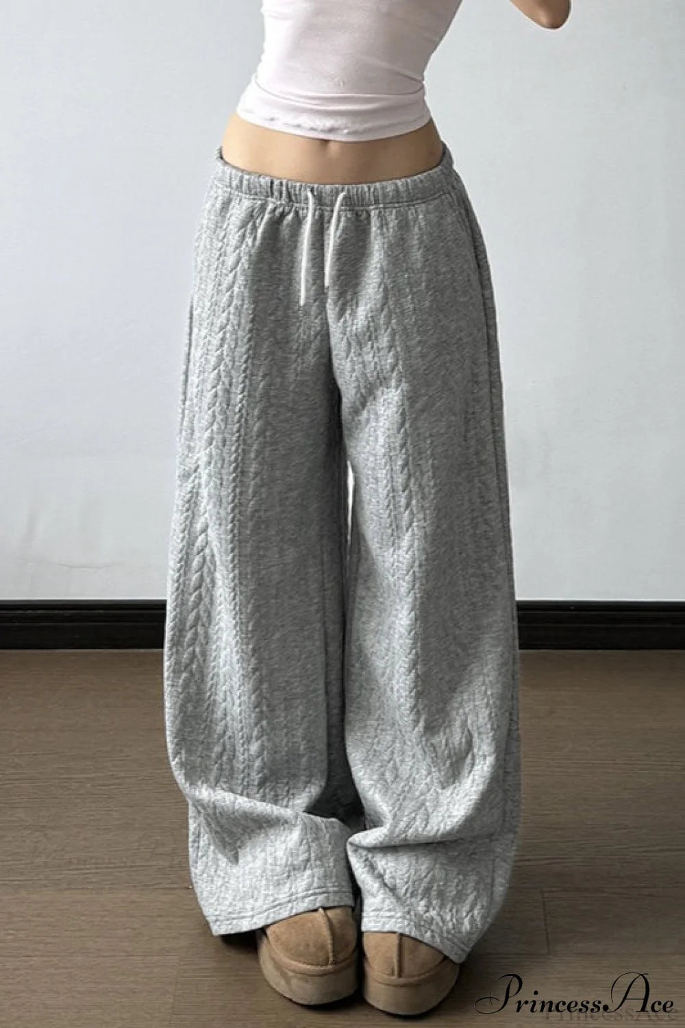 Warm Wide Leg Tie Waist Pants
