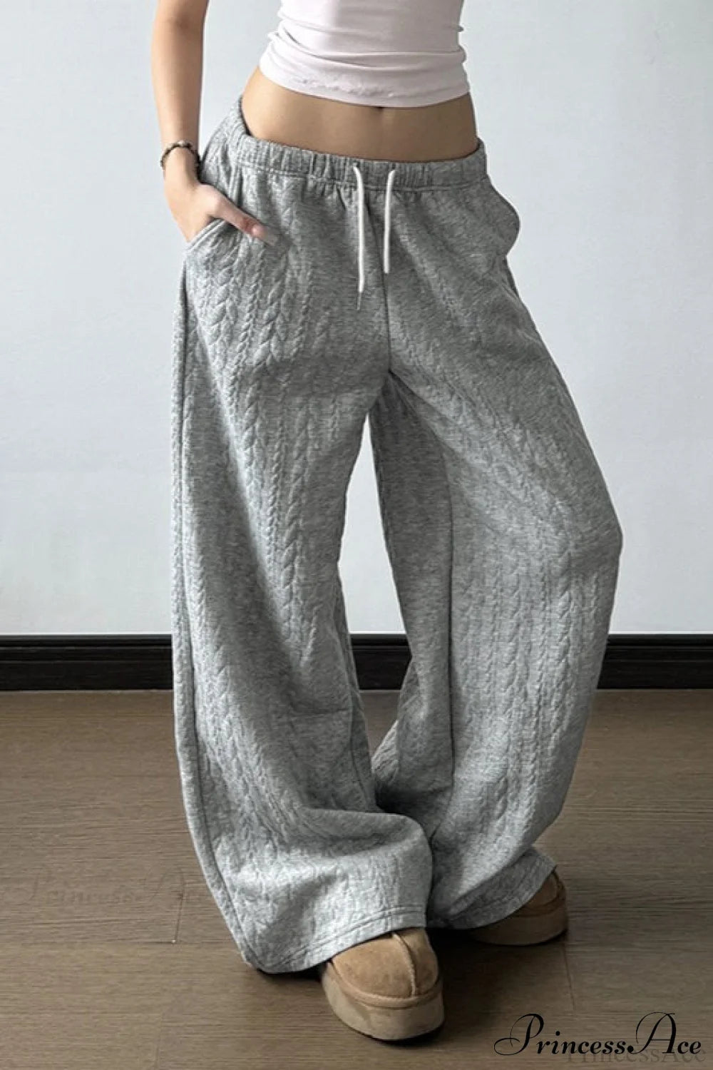 Warm Wide Leg Tie Waist Pants