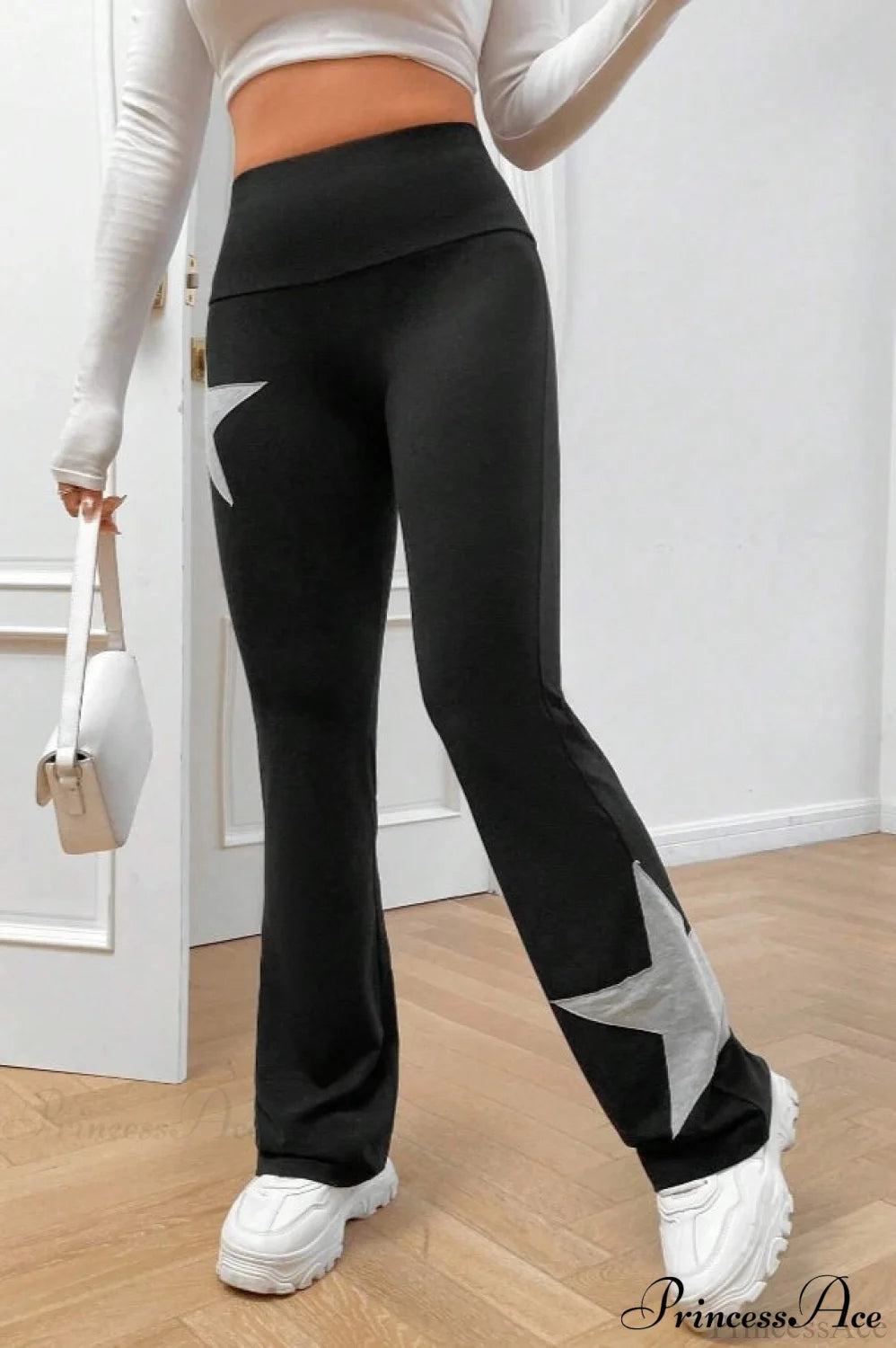 Star Stretchy High Waist Slim-fit Flared Pants