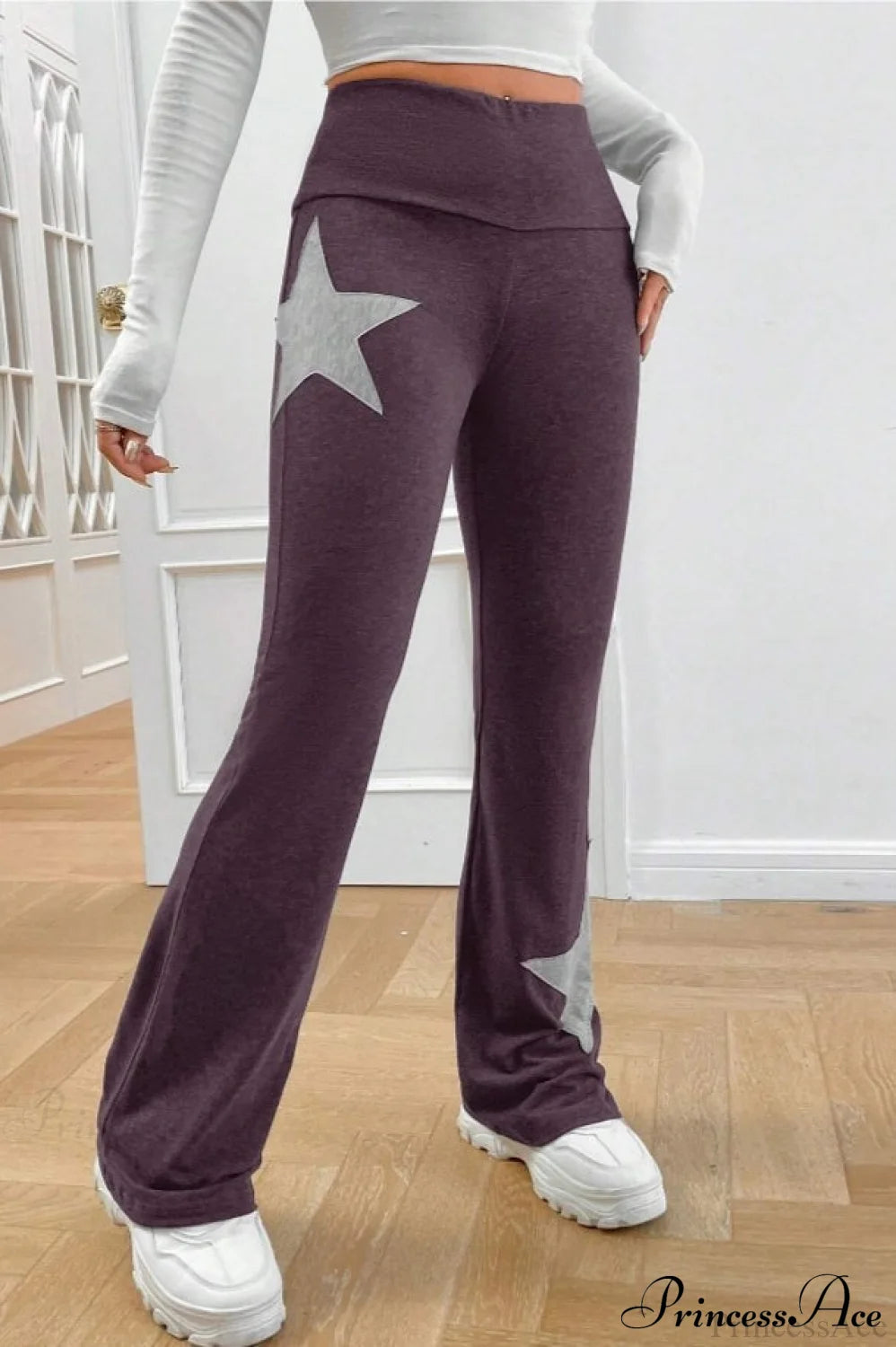 Star Stretchy High Waist Slim-fit Flared Pants