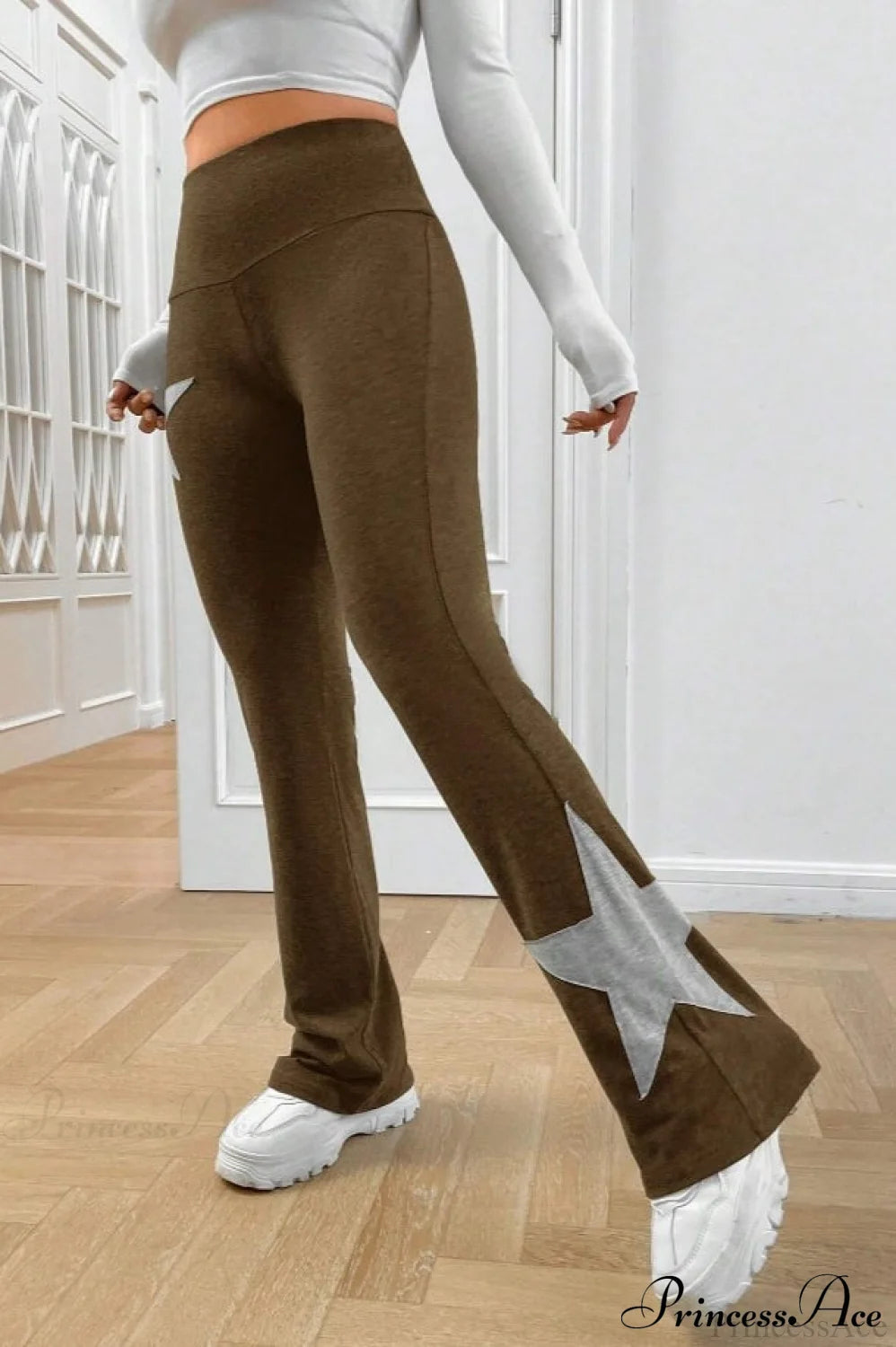 Star Stretchy High Waist Slim-fit Flared Pants
