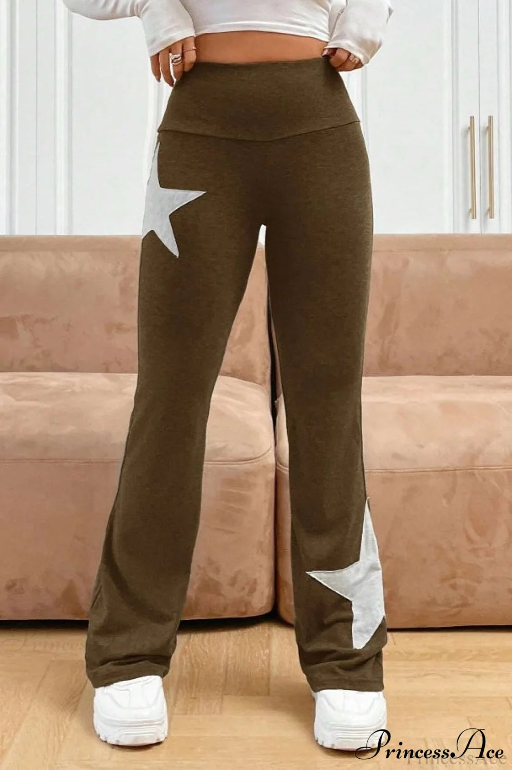 Star Stretchy High Waist Slim-fit Flared Pants