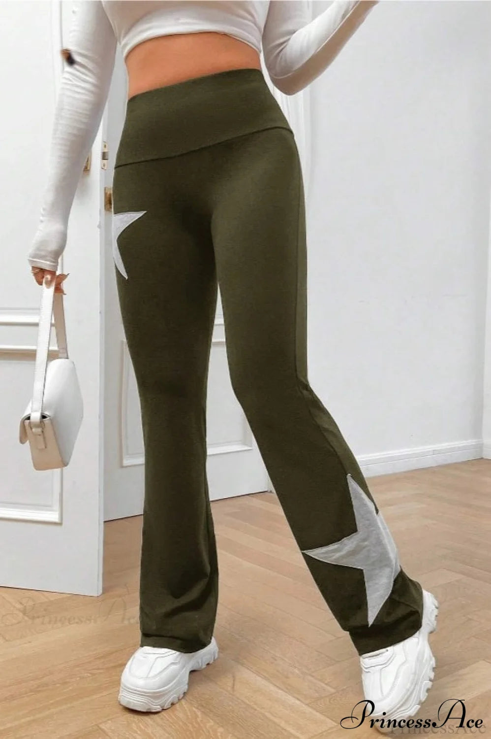 Star Stretchy High Waist Slim-fit Flared Pants