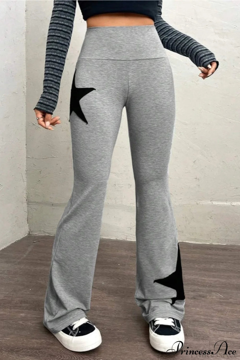 Star Stretchy High Waist Slim-fit Flared Pants