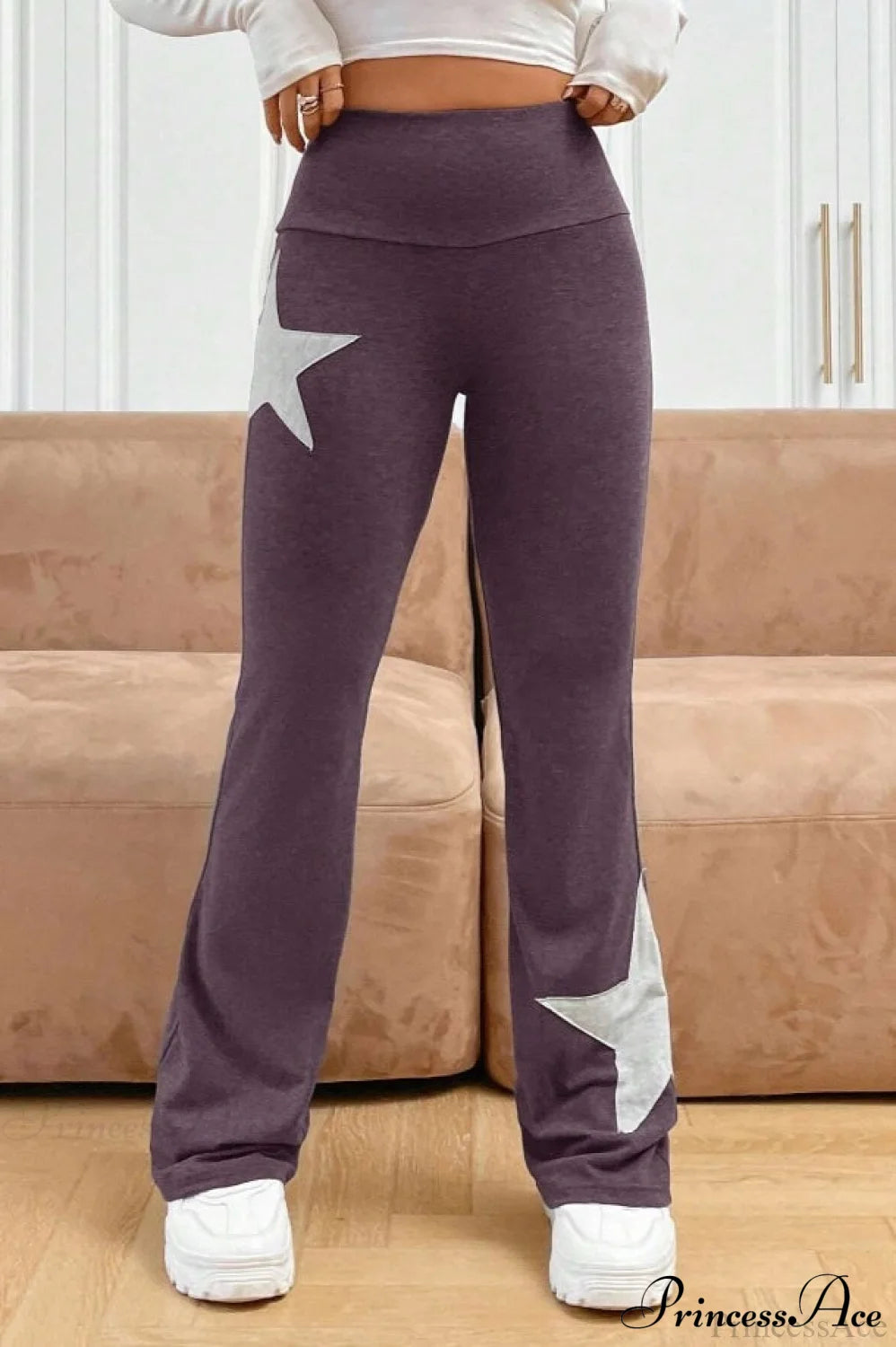 Star Stretchy High Waist Slim-fit Flared Pants