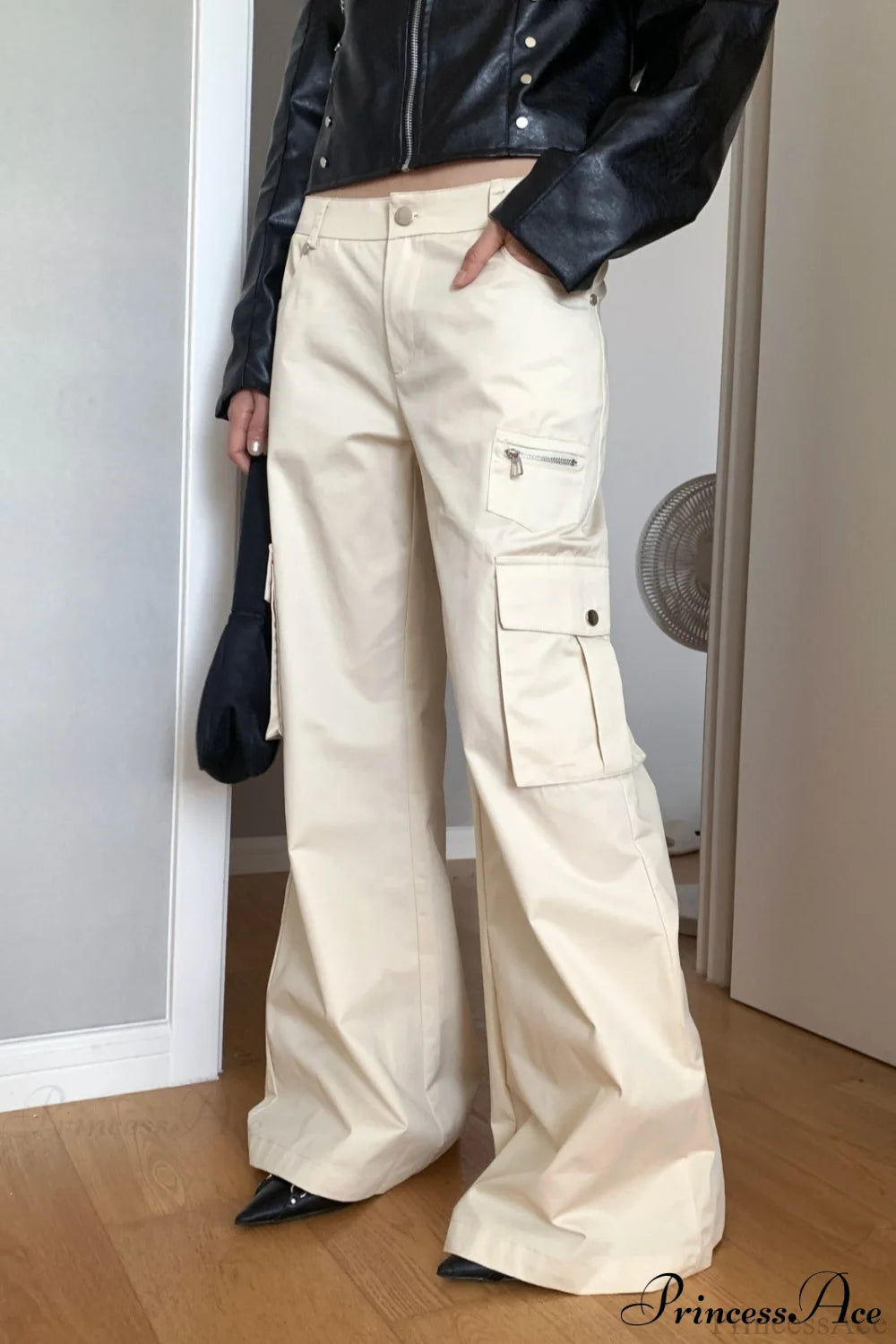 Straight-leg Multi-pocket High-waisted Cargo Pants