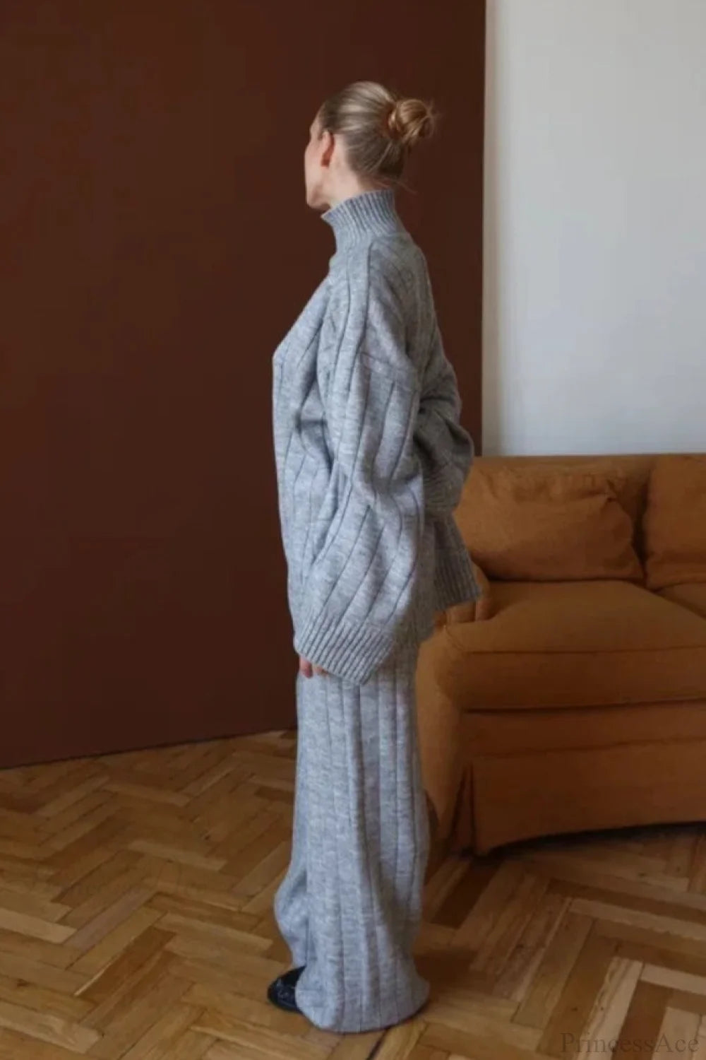 Striped Knit Sweater Wide-leg Pants Two Piece Set