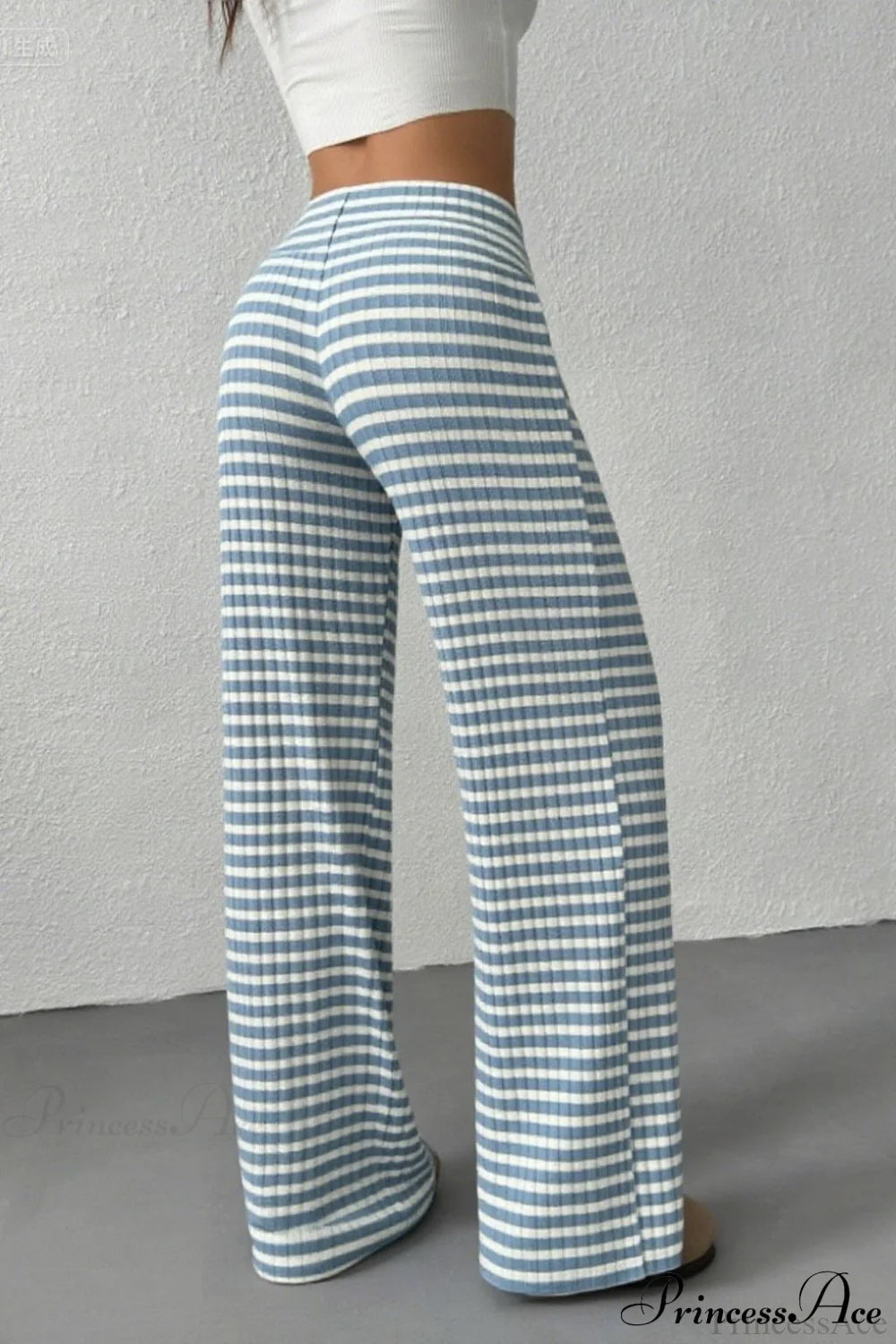 Striped Knit Straight Leg Pants