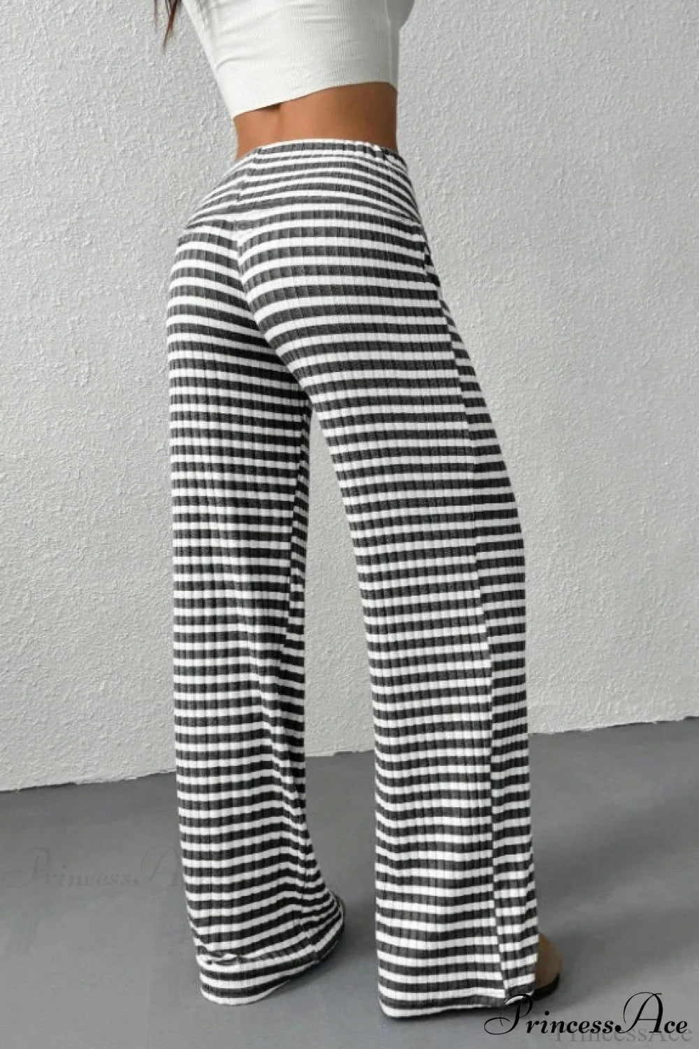 Striped Knit Straight Leg Pants