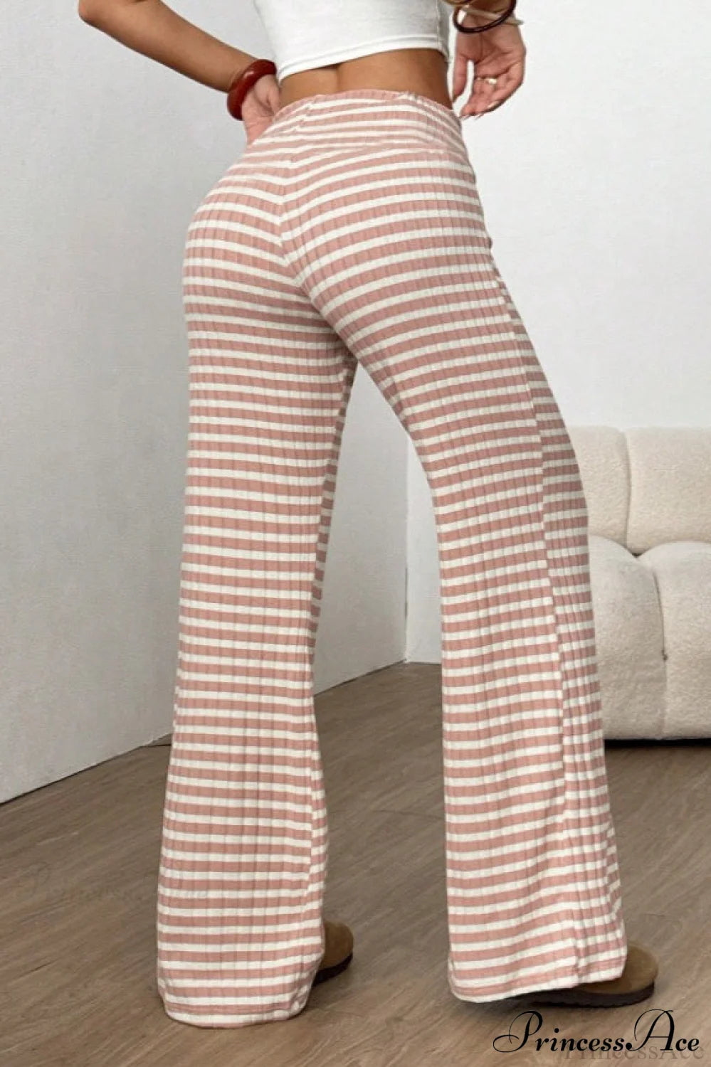 Striped Knit Straight Leg Pants