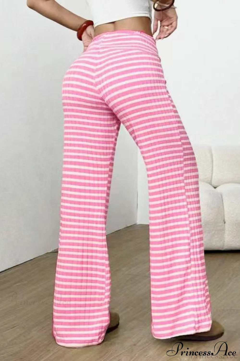Striped Knit Straight Leg Pants